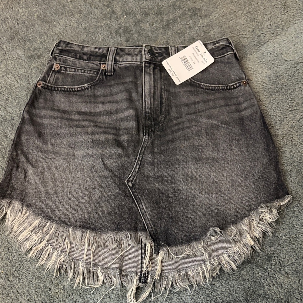 We The Free Black Denim Skirt